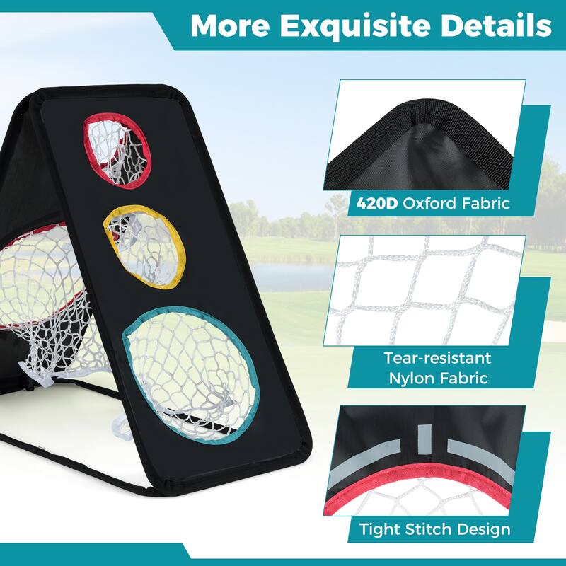 Gymax Dual-Sided Golf Chipping Net w/5 Target Holes Triangular