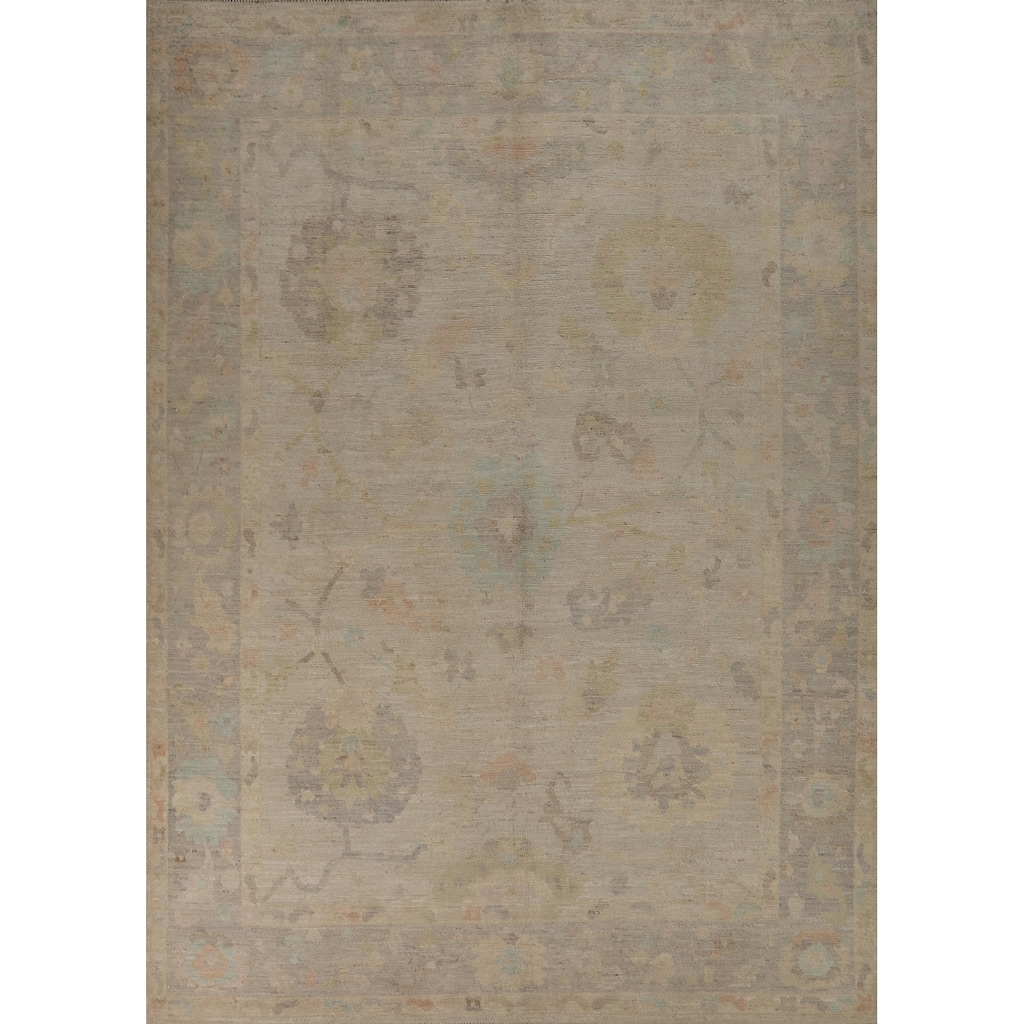 Oushak Turkish Area Rug Hand-Knotted Wool Carpet - 7'9"x 9'11"