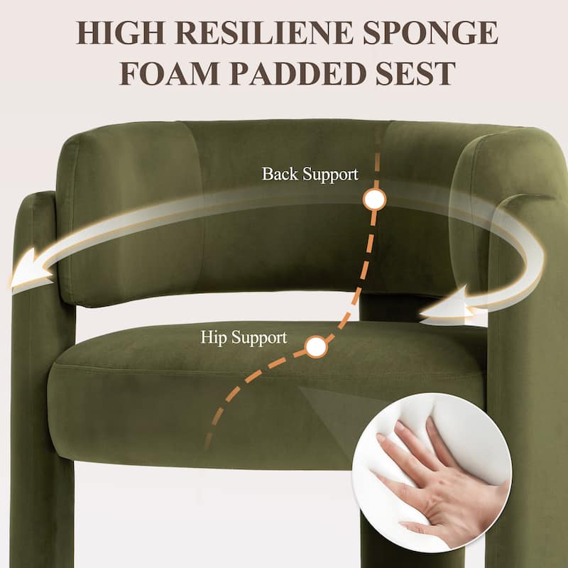 RENEWLINE Modern Velvet Barrel Accent Chair - 3-Leg Design for Living Room, Bedroom