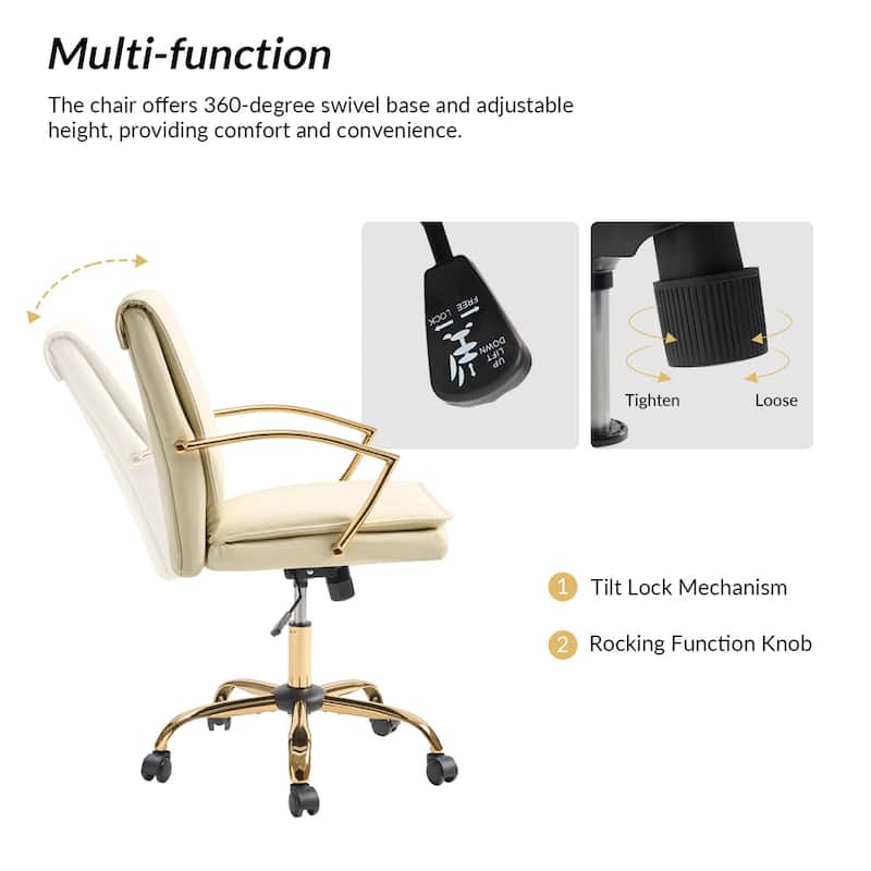 Ignacio Modern Leather Rocking Office Chair with Metal Base by HULALA HOME