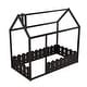 preview thumbnail 11 of 12, Twin Wood House Bed with Roof & Fence - Playhouse Design for Kids