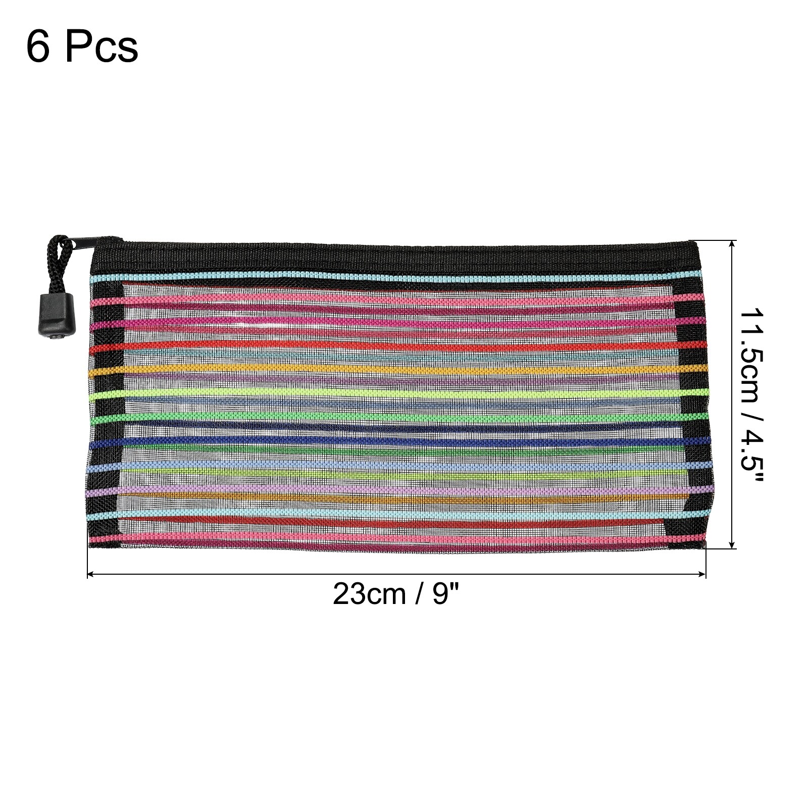 Mesh Zipper Pouch, 6 PCS 3 Sizes, A4 A5 A6 Zipper Bags Clear