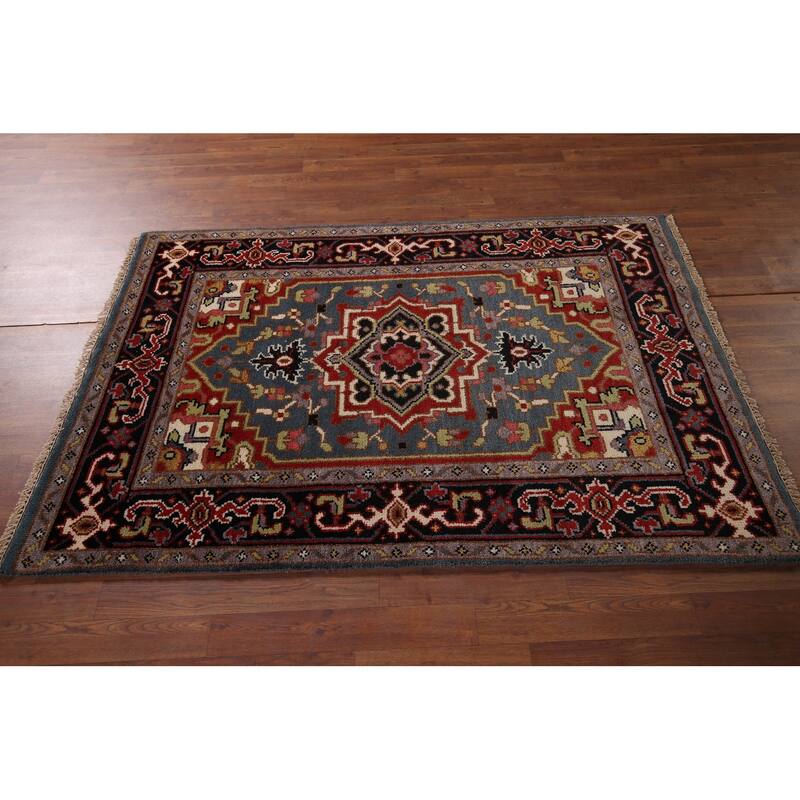 Heriz Serapi Indian Area Rug Handmade Wool Carpet - 3'11"x 5'9"