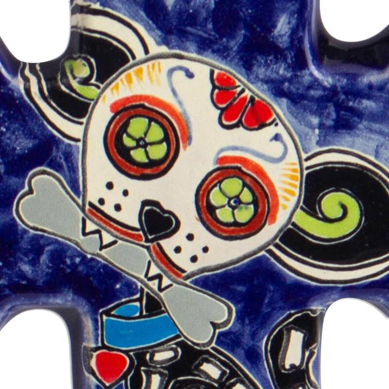 Novica Handmade Catrina Pup Ceramic Wall Cross