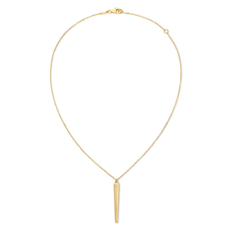 Clover 14K Yellow Gold Vertical Bar Pendant Necklace - Adjustable 16-18"