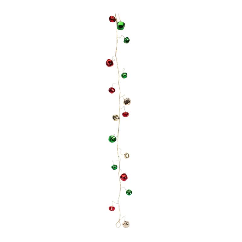 Club Pack of 12 LED Sleigh Bell Artificial Christmas Garlands 5' x 8"