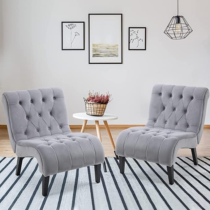 AVAWING Set of 2 Armless Accent Upholstered Lounge Chair - Grey