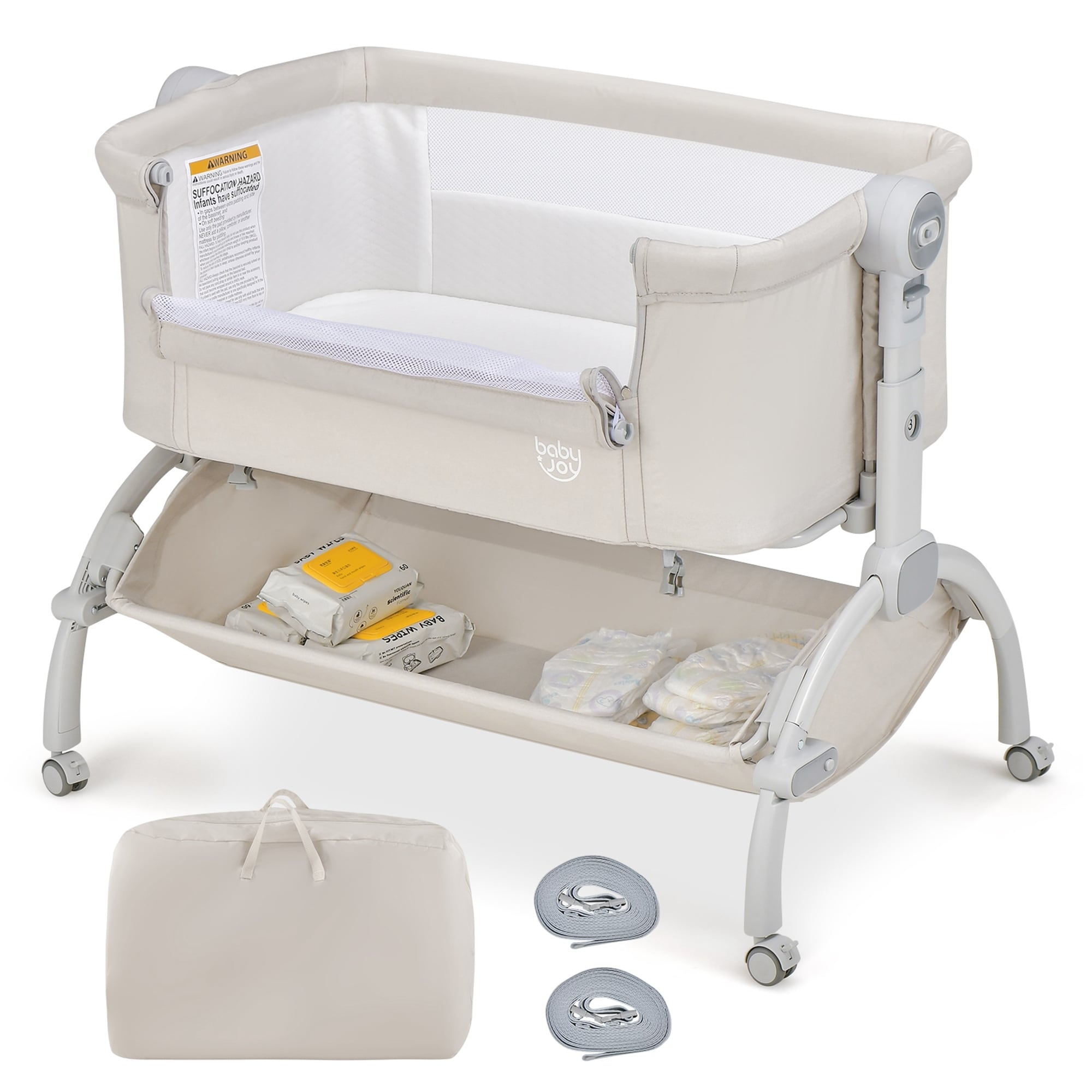Babyjoy 3-in-1 Portable Baby Bassinet Bedside Sleeper Cradle with - See Details