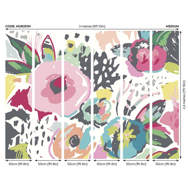 Vibrant Abstract Floral Wall Mural