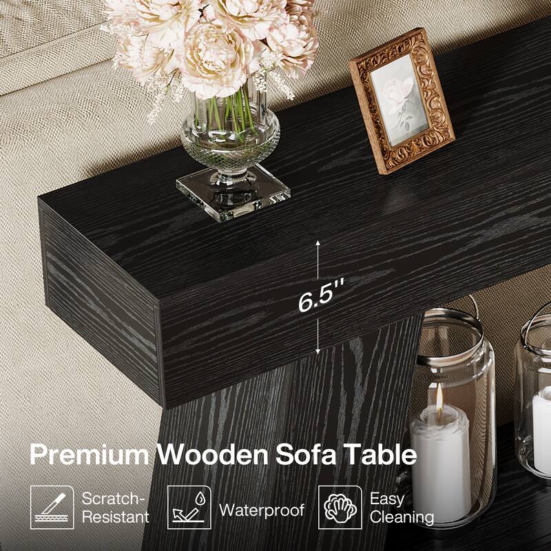 70.9-Inch Farmhouse Console Table, Wooden Sofa Table for Living Room