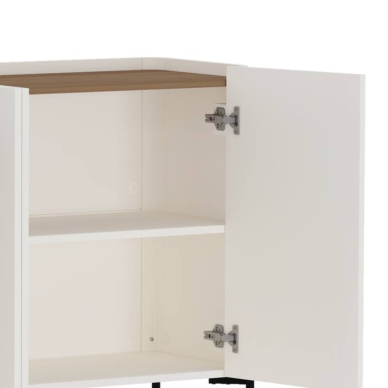 Manhattan Comfort 2-Piece Modern Abbey 66.9 In. Sideboard Glass Cabinet Set