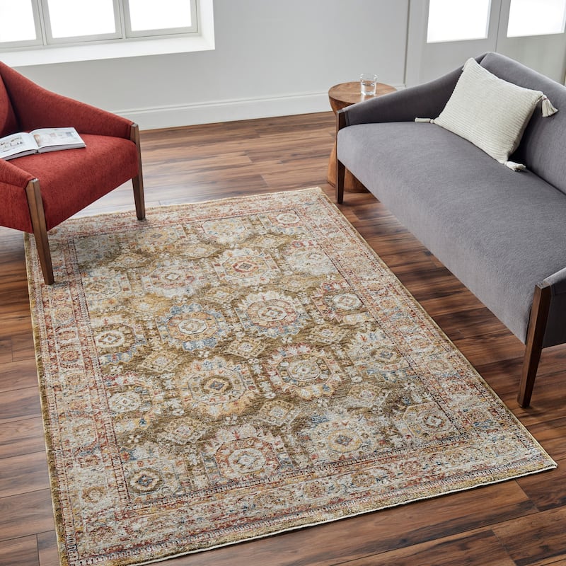 Terriey Traditional Area Rug - 2' x 2' 11" - Olive/Tan