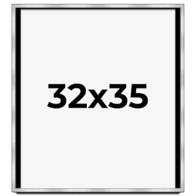 32x35 Shadow Box Frame Silver | 1.375 Inches Deep Real Wood