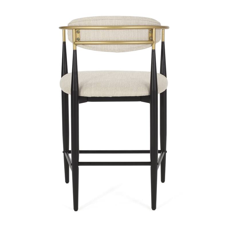 Counter Height Bar Chairs Set of 2, Modern Counter Stools with Backrest and Arms, Fabric Accent Chairs for Kitchen Island