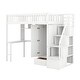 preview thumbnail 4 of 7, Twin Size Loft Bed Stairs Storage Bed with Bookshelf and Drawers, Desk & Wardrobe