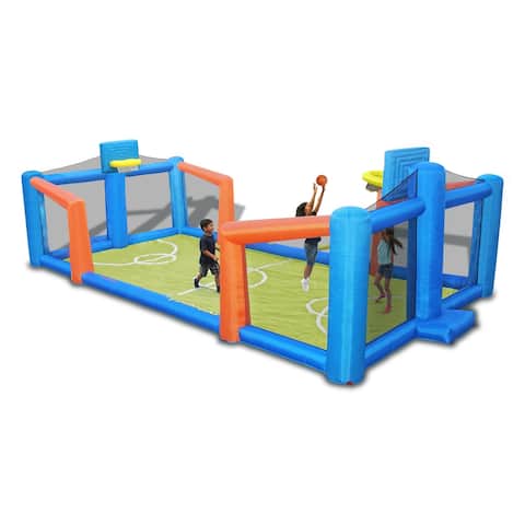 Sportspower Outdoor Backyard Inflatable Fly Slama Jama Basketball Court w/ Ball - (L x W x H): 336 x 144 x 90 inches