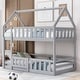 preview thumbnail 10 of 16, Solid Wood Twin Over Twin House Bunk Bed with Fence and Door Gray