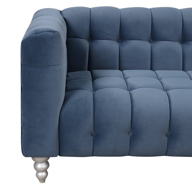 63 inch Dutch Fluff Upholstered Loveseat Sofa with Tapered Wood Legs