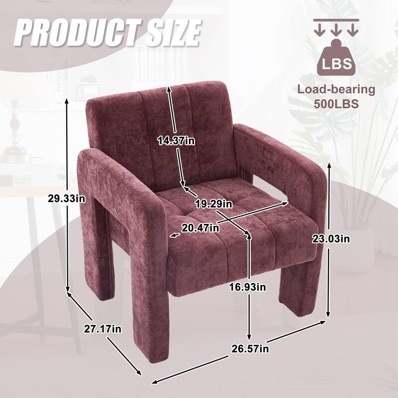 Modern Minimalist Single Armchair, Upholstered Accent Chair for Living Room, Bedroom, Office, Nordic Style Single Sofa Chair