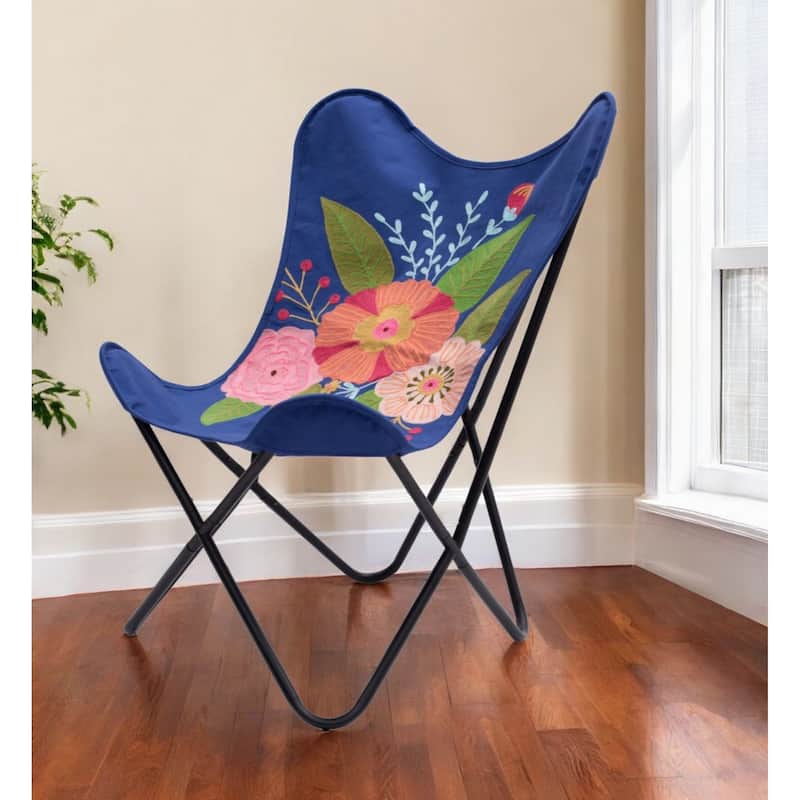 26-Inch Butterfly Accent Chair for Living Room Bedroom Lounge - 26” x 25.2” x 35” - Blue-Black