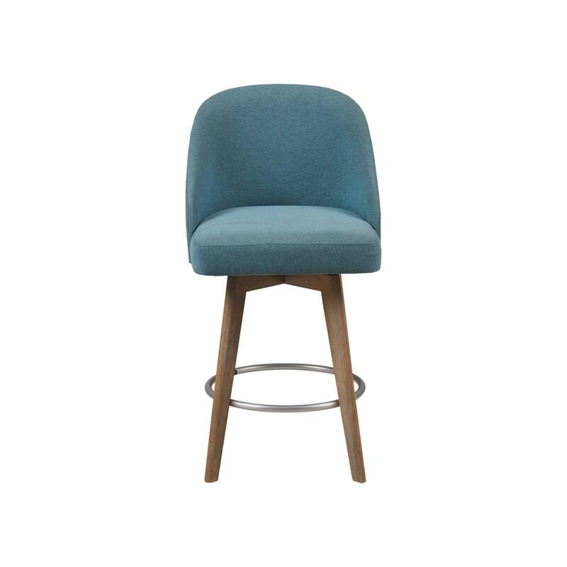 Madison Park Pearce Swivel Upholstered Counter Stool with Solid Wood Legs & Metal Footrest