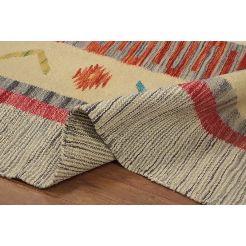 Hand Woven Oriental 100% Wool Carpet Southwestern Tribal Multi-Colored Kilim Area Rug - 13' 0'' X 9' 9''
