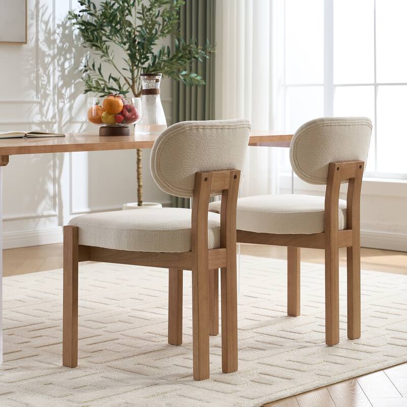 Wooden Dining Chairs Set of 2 , Fabric Upholstered Side Chair Farmhouse Kitchen Chairs for Dining Room, Breakfast Area