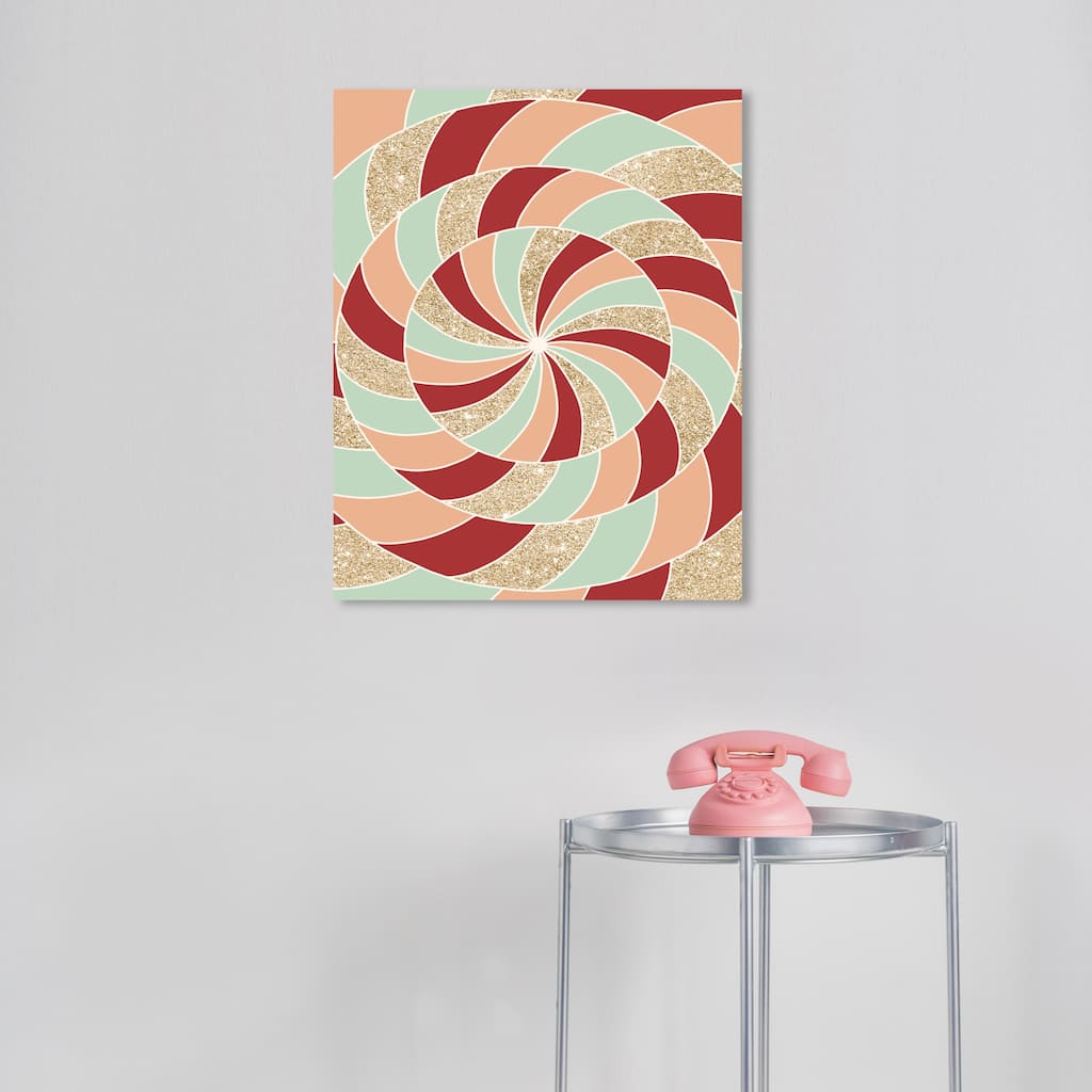 Wynwood Studio Canvas Holiday and Seasonal Christmas Candy Swirl Gold Glam Wall Art Canvas Print