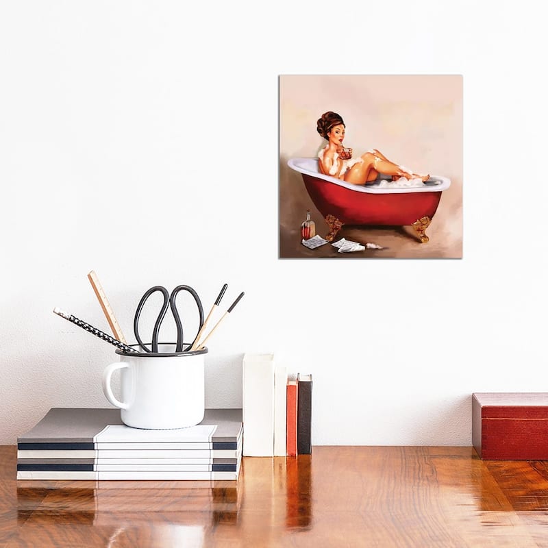 iCanvas "Whiskey Neat Bath Pinup" by The Whiskey Ginger Canvas Print - 12x12x1.5
