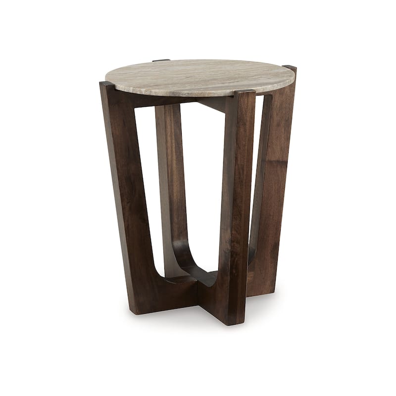 Signature Design by Ashley Tanidore Brown/Gray Round End Table - 22" W x 22" D x 24.25" H
