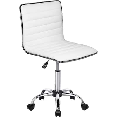 BOSSIN Adjustable Home Office Chair, Mid-Back Armless Ribbed Swivel Task Chair,Vanity Chair for Small Space, Livingroom Make-up