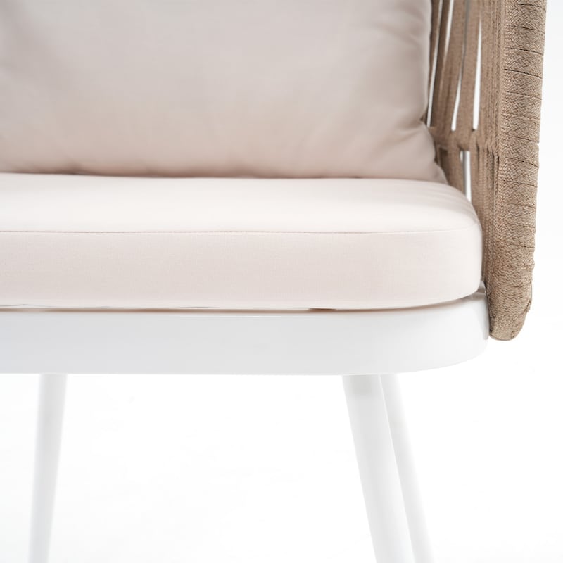 Patio Dining Chair Set - Metal Frame with Woven Rope Seat