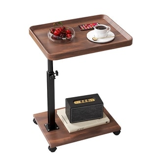 End Table, C Table Adjustable Height 360° Swivel TV Tray Table, Couch Tables Side Tables With Wheels, Rotatable Table