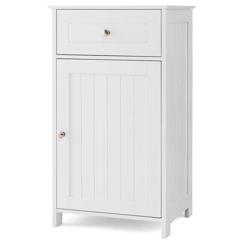 Costway White Floor Storage Cabinet Bathroom Organizer Cupboard Drawer