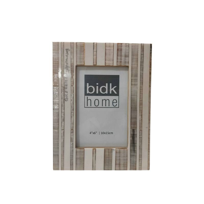 White & Light Grey Resin Picture Frame - 4x6