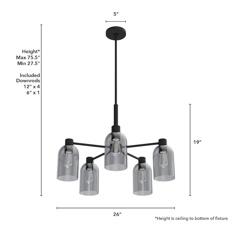 Hunter Lochemeade 5 Light Chandelier - Dining Room, Living Room, Entry - Modern Farmhouse, Industrial, Contemporary