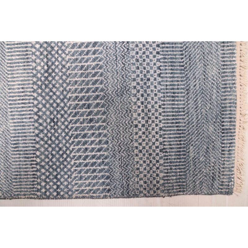 ECARPETGALLERY Hand-knotted Finest Silk Shadow Navy Silk, Wool Rug - 9'1 x 12'3