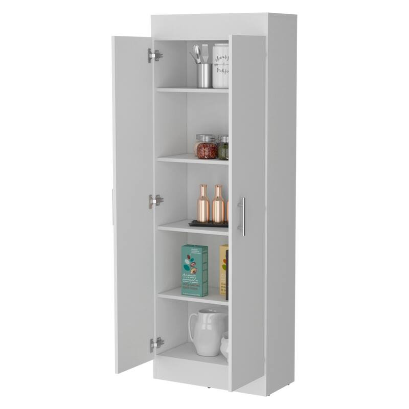 5-Shelf Tall Pantry Storage Cabinet, 66.8" with Chic Handles for Kitchen Organization