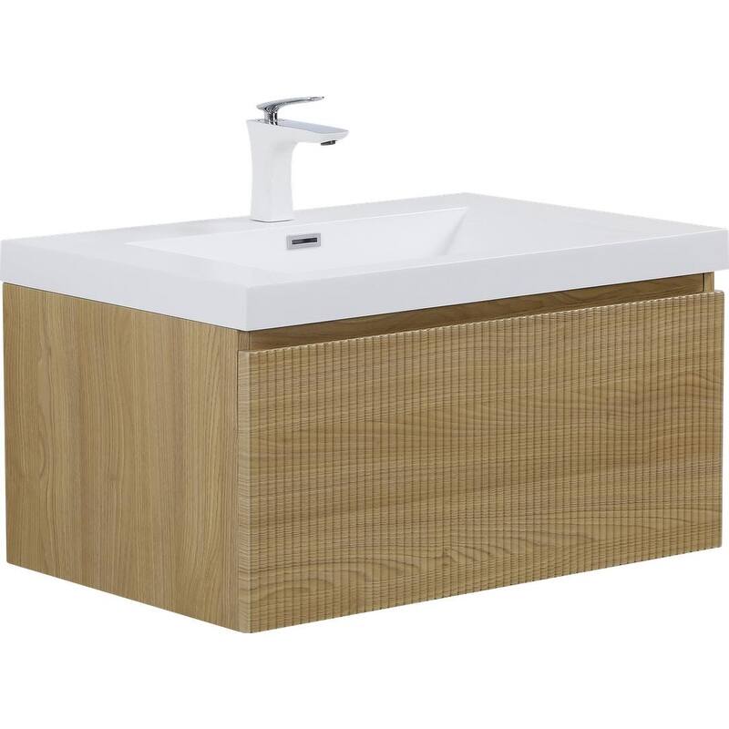 ABRUZZO Floating Vanity with Integrated Top Sink Soft-Close Wall-Mount Bathroom Cabinet