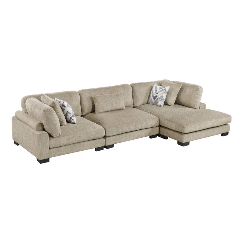 Abbeville Microfiber 3-Piece Modular Sectional with Chaise - Brown