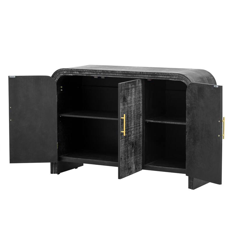 Curved Sideboard Console Table Adjustable Shelves Storage Cabinet