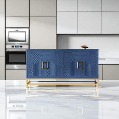 Retro Sideboard Buffet Cabinet with Storage, Adjustable Shelves and Metal Handles for Kitchen and Dining Room
