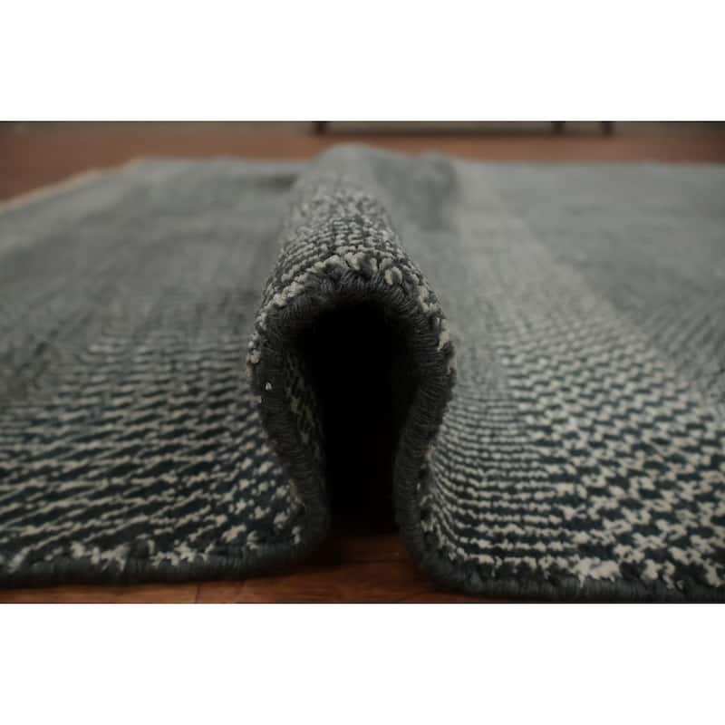 Hand Knotted Oriental 100% Wool Carpet Modern Geometric Greys & Charcoal Contemporary Area Rug - 8' 2'' X 4' 11''