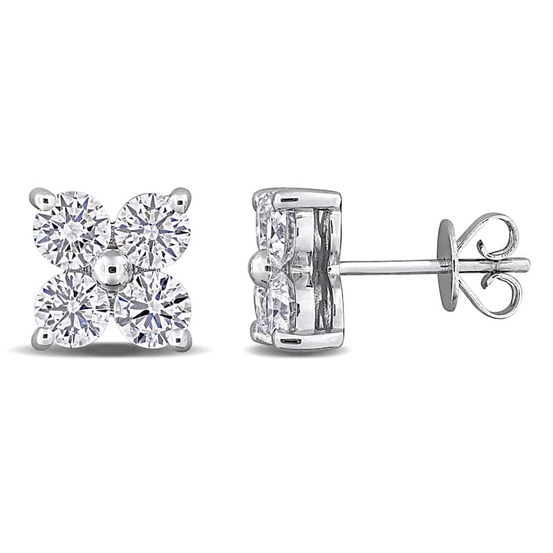 2ct TW Lab-Grown Diamond Floral Stud Earrings in 14k White Gold