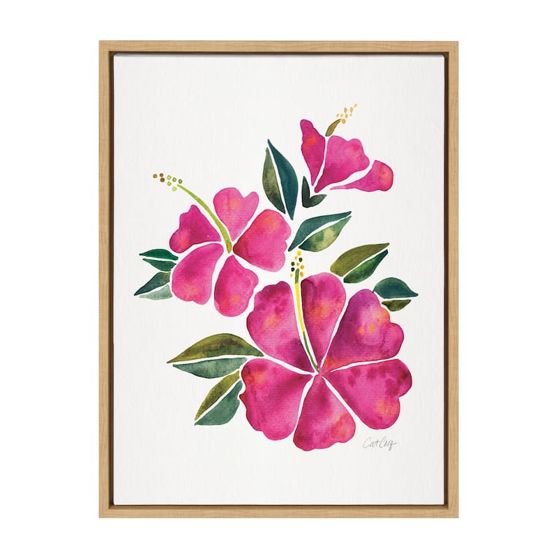 Kate and Laurel Sylvie Hibiscus Bloom Framed Canvas by Cat Coquillette - 18x24 - Plastic - Brown