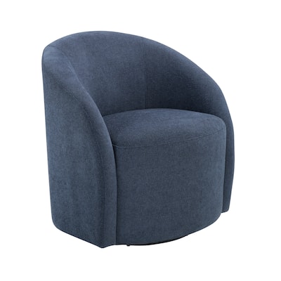 Boucle Swivel Barrel Chair, Round Upholstered Leisure Armchair, Reading Accent Chair with Curved Back & Metal Base