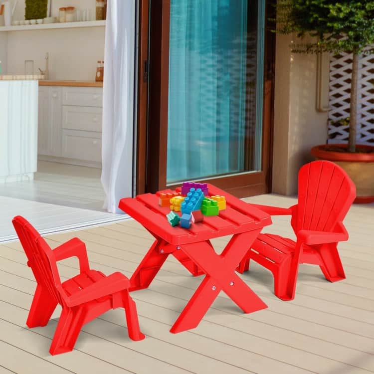 3-Piece Plastic Children Table Chair Set - Table size: 19.5'' x 16'' x 15'
