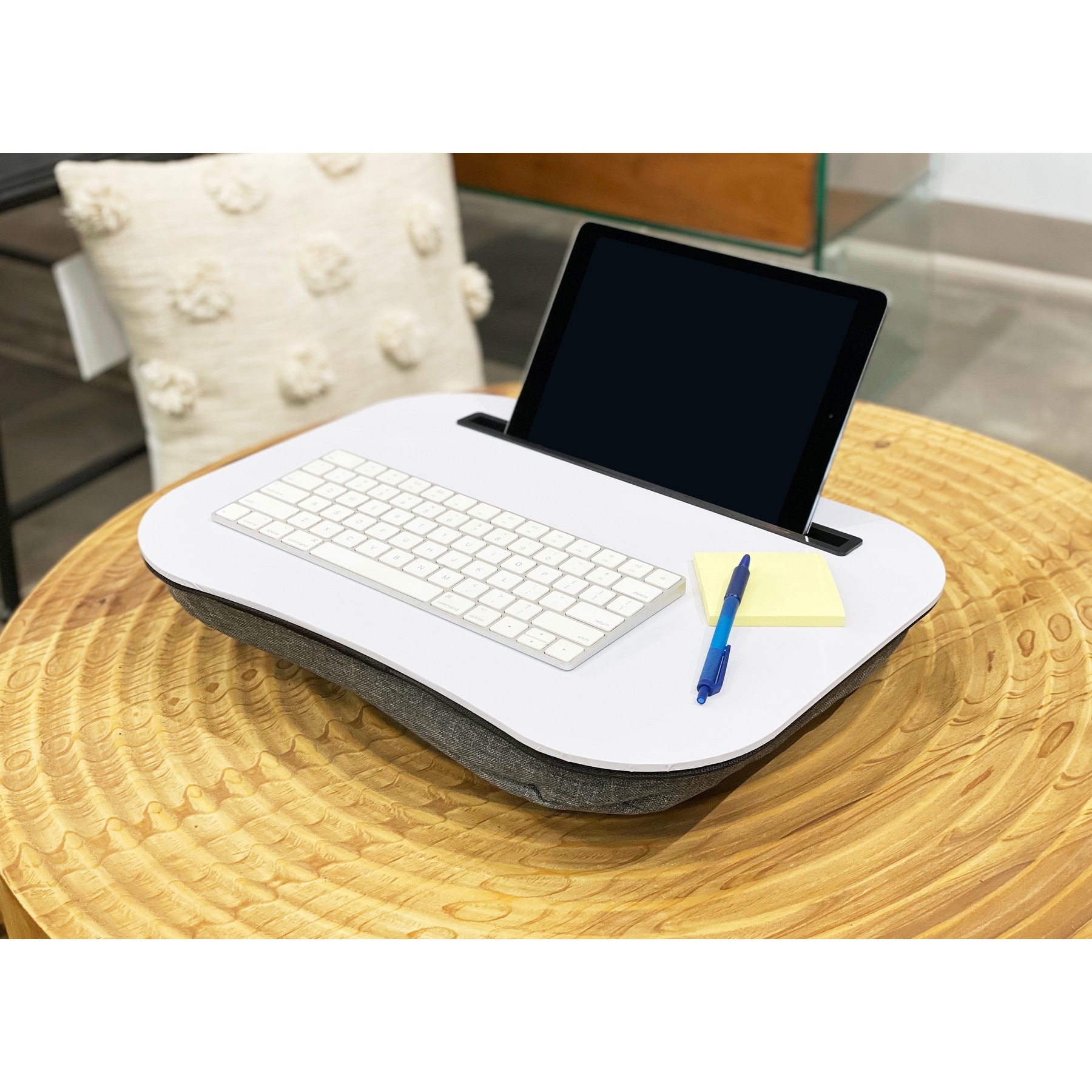 Laptop Tray Lap Desk Cushioned Portable Computer Reading LED Light
