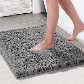 Deconovo Chenille Bath Rugs - Thick Plush Microfiber, Non-Slip Washable Bathroom Mats