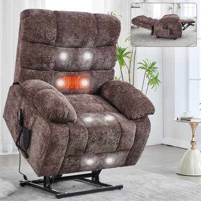Lift Recliner Chair Heat Massage Dual Motor Infinite Position Large Electric Power Lift Recliners with Power-Remote
